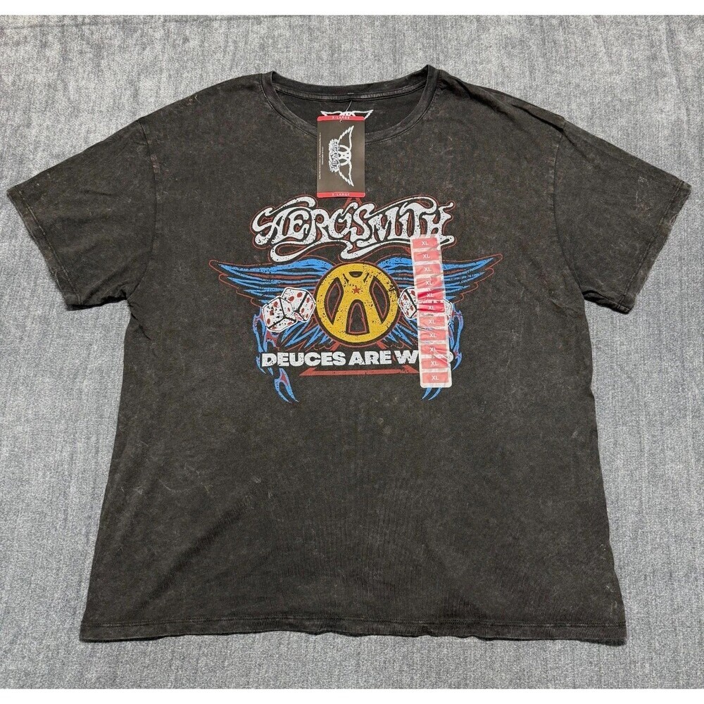 NWT Aerosmith Deuces are Wild Graphic Tee Shirt Women's XL Black 100% Cotton